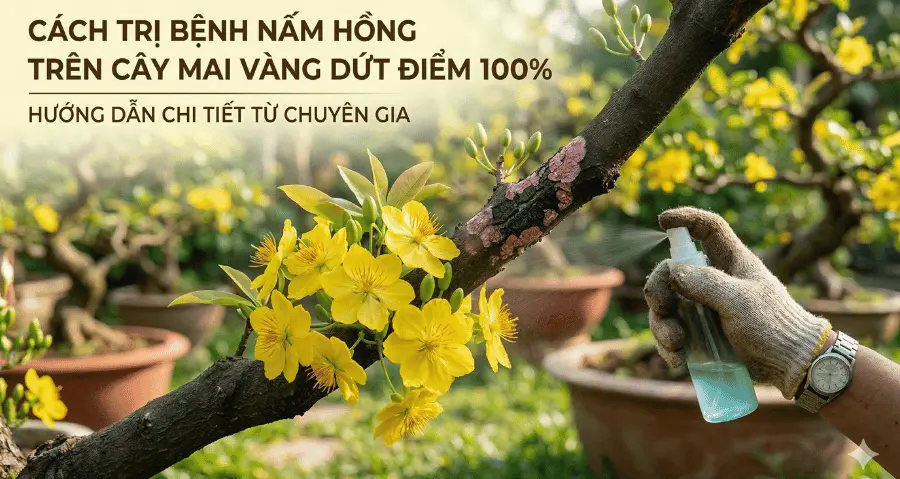 Cách trị bệnh nấm hồng trên cây mai vàng dứt điểm 100%